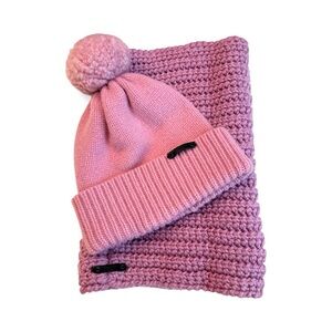 Coach Pink Wool Hat & Infinity Scarf